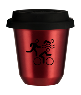 Tasse 150 ml ROUGE MÉTALLIQUE "Sports", avec couvercle noir Tasse 150 ml ROUGE MÉTALLIQUE "Sports", avec couvercle noir