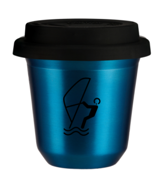 Tasse 150 ml BLEU MÉTALLIQUE "Sports nautiques (noir)", avec couvercle noir Tasse 150 ml BLEU MÉTALLIQUE "Sports nautiques (noir)", avec couvercle noir