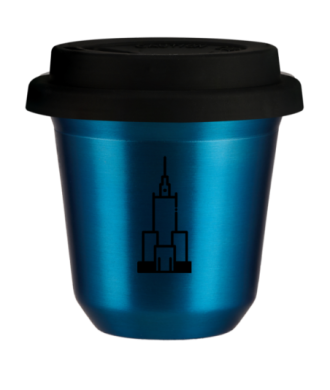 Tasse 150 ml BLEU MÉTALLIQUE "Pałac kultury i nauki (noir)", avec couvercle noir Tasse 150 ml BLEU MÉTALLIQUE "Pałac kultury i nauki (noir)", avec couvercle noir