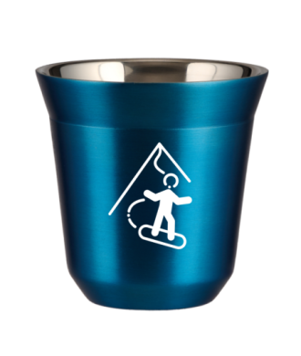 Tasse 150 ml BLEU MÉTALLIQUE "Snowboard (blanc)" Tasse 150 ml BLEU MÉTALLIQUE "Snowboard (blanc)"