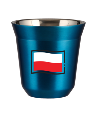 Tasse 150 ml BLEU MÉTALLIQUE "Drapeau polonais (noir)" Tasse 150 ml BLEU MÉTALLIQUE "Drapeau polonais (noir)"