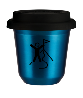 Tasse 150 ml BLEU MÉTALLIQUE "Escalade 1", avec couvercle noir Tasse 150 ml BLEU MÉTALLIQUE "Escalade 1", avec couvercle noir
