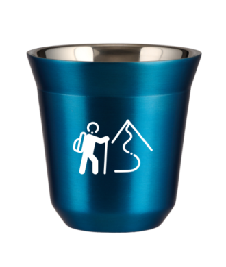 Tasse 150 ml BLEU MÉTALLIQUE "Escalade 2 (blanc)" Tasse 150 ml BLEU MÉTALLIQUE "Escalade 2 (blanc)"