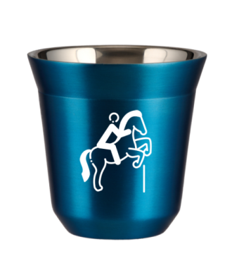 Tasse 150 ml BLEU MÉTALLIQUE "Équitation 1 (blanc)" Tasse 150 ml BLEU MÉTALLIQUE "Équitation 1 (blanc)"