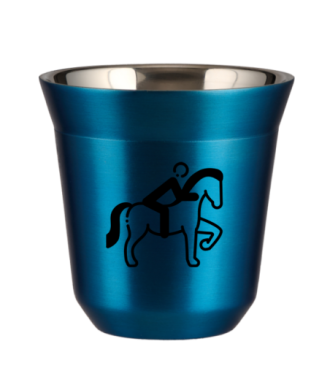 Tasse 150 ml BLEU MÉTALLIQUE "Équitation 2 (noir)" Tasse 150 ml BLEU MÉTALLIQUE "Équitation 2 (noir)"