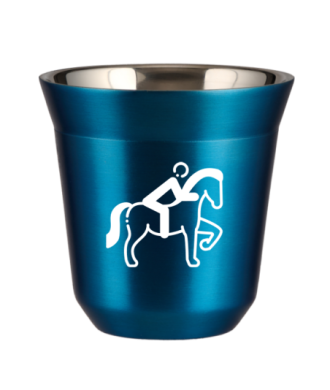 Tasse 150 ml BLEU MÉTALLIQUE "Équitation 2 (blanc)" Tasse 150 ml BLEU MÉTALLIQUE "Équitation 2 (blanc)"