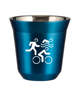 Tasse 150 ml BLEU MÉTALLIQUE "Sports (blanc)" Tasse 150 ml BLEU MÉTALLIQUE "Sports (blanc)"