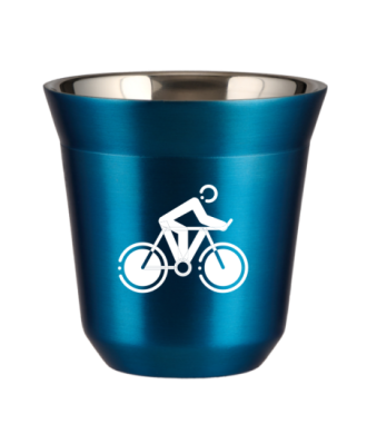 Tasse 150 ml BLEU MÉTALLIQUE "Cyclisme 2 (blanc)" Tasse 150 ml BLEU MÉTALLIQUE "Cyclisme 2 (blanc)"