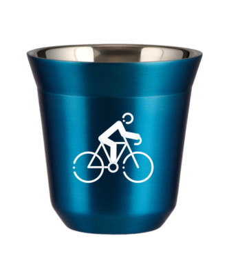 Tasse 150 ml BLEU MÉTALLIQUE "Cyclisme 3 (blanc)" Tasse 150 ml BLEU MÉTALLIQUE "Cyclisme 3 (blanc)"