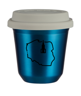 Tasse 150 ml BLEU MÉTALLIQUE "Pologne (noir)", avec couvercle blanc Tasse 150 ml BLEU MÉTALLIQUE "Pologne (noir)", avec couvercle blanc