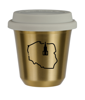 Tasse 80 ml OR "Pologne", avec couvercle blanc Tasse 80 ml OR "Pologne", avec couvercle blanc