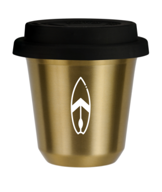 Tasse 150 ml OR "Planche (blanc)", avec couvercle noir Tasse 150 ml OR "Planche (blanc)", avec couvercle noir