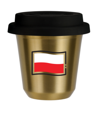 Tasse 150 ml OR "Drapeau polonais", avec couvercle noir Tasse 150 ml OR "Drapeau polonais", avec couvercle noir