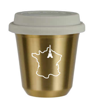 Tasse 80 ml OR "France (blanc)", avec couvercle blanc Tasse 80 ml OR "France (blanc)", avec couvercle blanc
