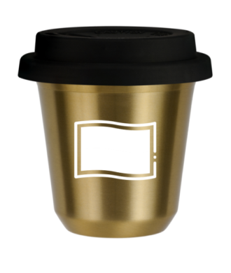 Tasse 150 ml OR "Drapeau polonais (blanc)", avec couvercle noir Tasse 150 ml OR "Drapeau polonais (blanc)", avec couvercle noir