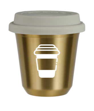 Tasse 150 ml OR, avec couvercle blanc Tasse 150 ml OR, avec couvercle blanc