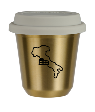 Tasse 80 ml OR "Italie", avec couvercle blanc Tasse 80 ml OR "Italie", avec couvercle blanc