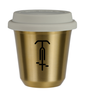 Tasse 150 ml OR "Cyclisme 1", avec couvercle blanc Tasse 150 ml OR "Cyclisme 1", avec couvercle blanc
