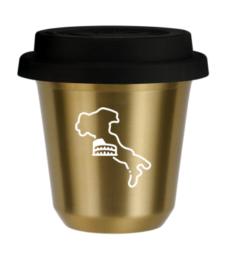 Tasse 80 ml OR "Italie (blanc)", avec couvercle noir Tasse 80 ml OR "Italie (blanc)", avec couvercle noir
