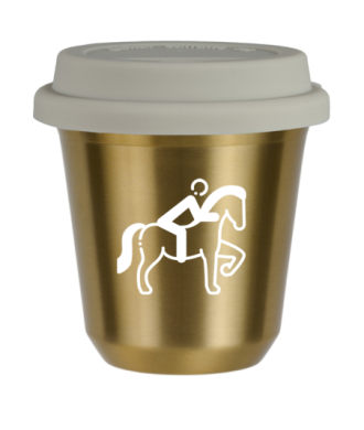 Tasse 150 ml OR "Équitation 2 (blanc)", avec couvercle blanc Tasse 150 ml OR "Équitation 2 (blanc)", avec couvercle blanc