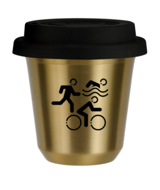 Tasse 150 ml OR "Sports", avec couvercle noir Tasse 150 ml OR "Sports", avec couvercle noir