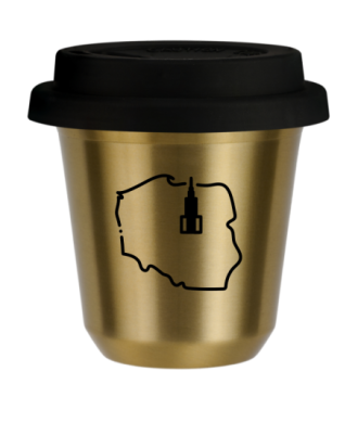 Tasse 150 ml OR "Pologne (noir)", avec couvercle noir Tasse 150 ml OR "Pologne (noir)", avec couvercle noir