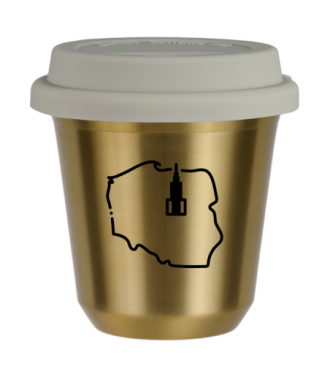 Tasse 150 ml OR "Pologne (noir)", avec couvercle blanc Tasse 150 ml OR "Pologne (noir)", avec couvercle blanc
