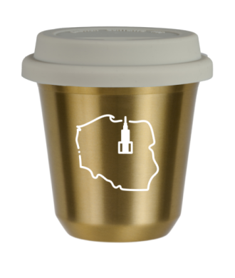 Tasse 150 ml OR "Pologne (blanc)", avec couvercle blanc Tasse 150 ml OR "Pologne (blanc)", avec couvercle blanc