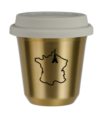 Tasse 150 ml OR "France", avec couvercle blanc Tasse 150 ml OR "France", avec couvercle blanc