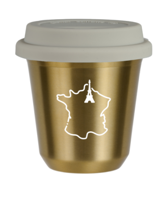 Tasse 150 ml OR "France (blanc)", avec couvercle blanc Tasse 150 ml OR "France (blanc)", avec couvercle blanc
