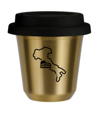Tasse 150 ml OR "Italie (noir)", avec couvercle noir Tasse 150 ml OR "Italie (noir)", avec couvercle noir
