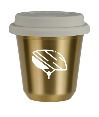 Tasse 80 ml OR "Casque (blanc)", avec couvercle blanc Tasse 80 ml OR "Casque (blanc)", avec couvercle blanc
