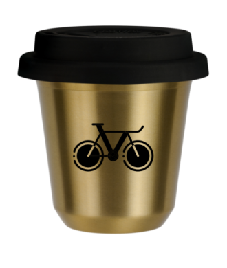 Tasse 150 ml OR "Vélo 1 (noir)", avec couvercle noir Tasse 150 ml OR "Vélo 1 (noir)", avec couvercle noir