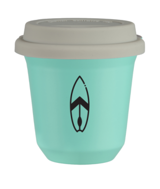 Tasse 150 ml TURQUOISE "Planche (noir)", avec couvercle blanc Tasse 150 ml TURQUOISE "Planche (noir)", avec couvercle blanc