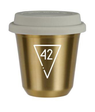 Tasse 80 ml OR "42 (blanc)", avec couvercle blanc Tasse 80 ml OR "42 (blanc)", avec couvercle blanc