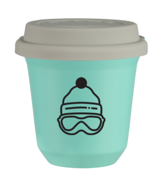 Tasse 150 ml TURQUOISE "Casquette (noir)", avec couvercle blanc Tasse 150 ml TURQUOISE "Casquette (noir)", avec couvercle blanc