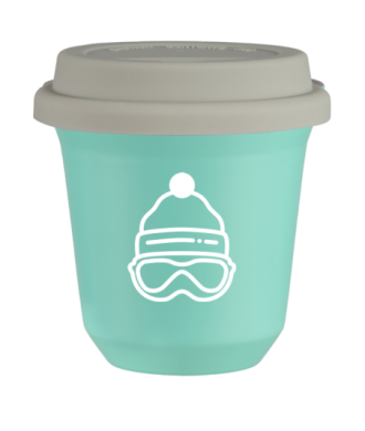 Tasse 150 ml TURQUOISE "Casquette (blanc)", avec couvercle blanc Tasse 150 ml TURQUOISE "Casquette (blanc)", avec couvercle blanc