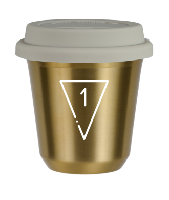 Tasse 80 ml OR "1 (blanc)", avec couvercle blanc Tasse 80 ml OR "1 (blanc)", avec couvercle blanc