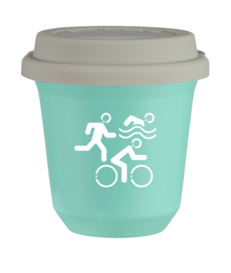 Tasse 150 ml TURQUOISE "Sports (blanc)", avec couvercle blanc Tasse 150 ml TURQUOISE "Sports (blanc)", avec couvercle blanc