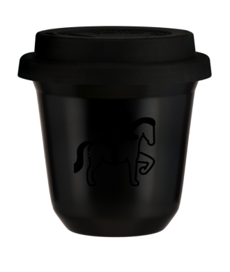 Tasse 80 ml NOIR "Équitation 2 (noir)", avec couvercle noir Tasse 80 ml NOIR "Équitation 2 (noir)", avec couvercle noir