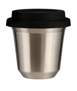 Tasse 150 ml ARGENT, avec couvercle noir Tasse 150 ml ARGENT, avec couvercle noir