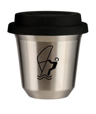 Tasse 150 ml ARGENT "Sports nautiques (noir)", avec couvercle noir Tasse 150 ml ARGENT "Sports nautiques (noir)", avec couvercle noir