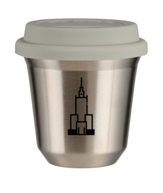 Tasse 150 ml ARGENT "Pałac kultury i nauki (noir)", avec couvercle blanc Tasse 150 ml ARGENT "Pałac kultury i nauki (noir)", avec couvercle blanc