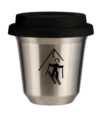 Tasse 150 ml ARGENT "Ski (noir)", avec couvercle noir Tasse 150 ml ARGENT "Ski (noir)", avec couvercle noir
