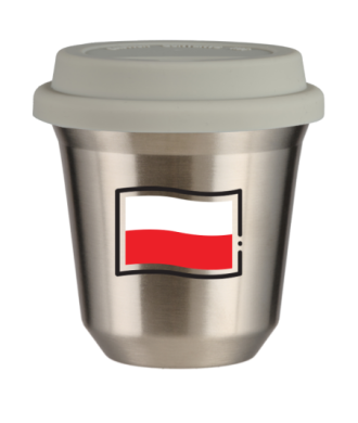 Tasse 150 ml ARGENT "Drapeau polonais", avec couvercle blanc Tasse 150 ml ARGENT "Drapeau polonais", avec couvercle blanc
