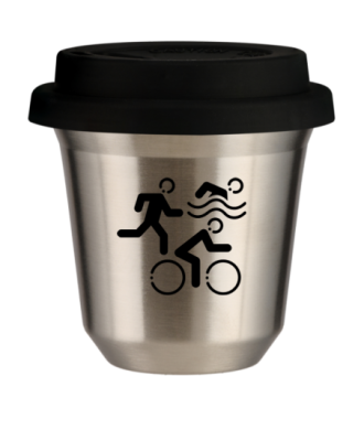 Tasse 150 ml ARGENT "Sports (noir)", avec couvercle noir Tasse 150 ml ARGENT "Sports (noir)", avec couvercle noir