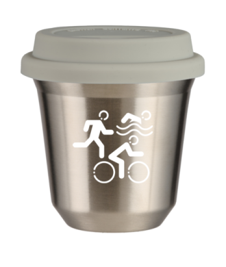 Tasse 150 ml ARGENT "Sports (blanc)", avec couvercle blanc Tasse 150 ml ARGENT "Sports (blanc)", avec couvercle blanc