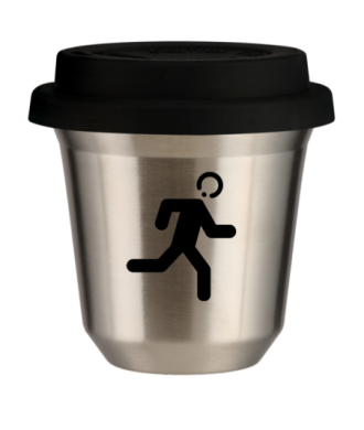 Tasse 150 ml ARGENT "Coureur", avec couvercle noir Tasse 150 ml ARGENT "Coureur", avec couvercle noir