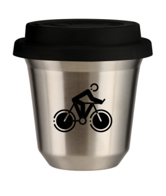Tasse 150 ml ARGENT "Cyclisme 2", avec couvercle noir Tasse 150 ml ARGENT "Cyclisme 2", avec couvercle noir