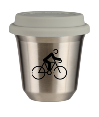 Tasse 150 ml ARGENT "Cyclisme 3", avec couvercle blanc Tasse 150 ml ARGENT "Cyclisme 3", avec couvercle blanc